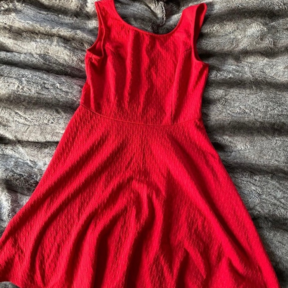 Red Skater Dress with Plunge Back